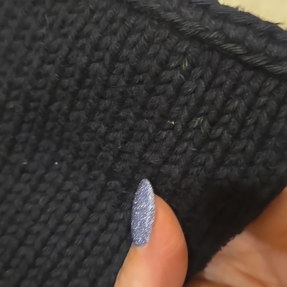 Pure Handknit Vintage Black Chunky Silver Accent Snap Collar Cardigan - Picture 15 of 15